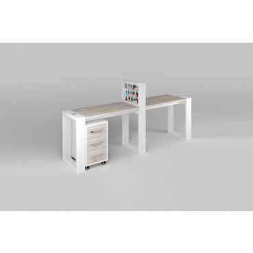 Двухместный маникюрный стол "Matrix" с подставкой для лаков и тумбой